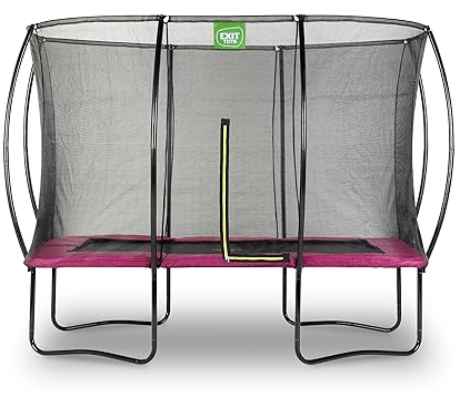 EXIT TOYS Silhouette Trampolin - 214x305cm - Rechteckiges Gartentrampolin Outdoor für Kinder - Mit Sicherheitsnetz und Fußschutzsystem - Preisgünstig - Sicherer Einstieg - Gute Sprungkraft - Rosa