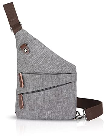 FANDARE Neu Brusttasche Segmentiert Schultertasche Herren Damen Sling Bag Crossover Rucksack Umhängetasche Sporttasche für Outdoor Reisen Wandern Abenteuer Sport Crossbody Bag Grau