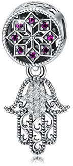 Hand der Fatima Charm 925 Sterling Silber Hamsa Charm Jahrestag Charm für Pandora Charm Armband, Sterling-Silber Silber