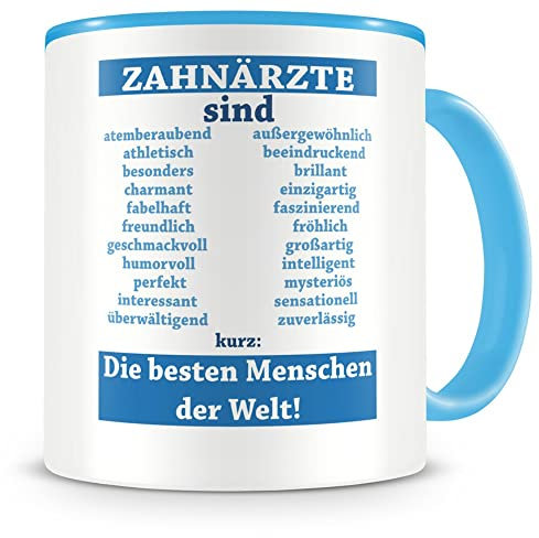 Samunshi® Zahnärzte sind Tasse Beruf Geschenk Kaffeetasse Teetasse Kaffeepott Kaffeebecher Becher 300ml hellblau