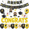 Kreatwow Abschlussfeier-Dekorationen 2025 Schwarz und Gold Graduierungs-Glückwünsche Luftballons We Are So Proud of You Banner Abschlusskappen-Girlande Hängende Wirbel Konfetti Luftballons