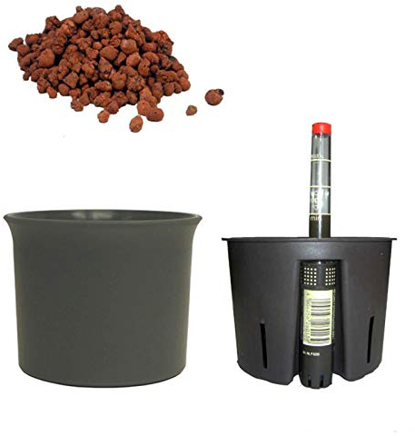 happy nature Set4 Hydro Blumentopf Atlas 18/19 anthrazit Ø 21.0 cm H 20.0 cm + Blähton + Wasseranzeiger + Kulturtopf Ø 21.0 cm H 20.0 cm