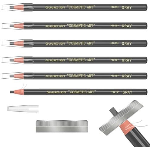 Wasserdichte Augenbrauenstifte, Augenbrauenstift-Set zum Markieren, Füllen und Konturieren, Tattoo-Make-up und Microblading-Zubehör, permanente Augenbrauen-Liner, Grau