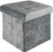INTIRILIFE Faltbarer Sitzhocker 38x38x38 cm in Samt Grau - Sitzwürfel mit Stauraum und Deckel mit Samtbezug- Sitzcube Fußablage Aufbewahrungsbox Truhe Sitzbank