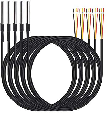 Digitaler Temperatursensor Wasserdichte Sonde mit 1 Meter Kabel mit Messung von -55 ° C bis + 125 ° C 5er-Pack
