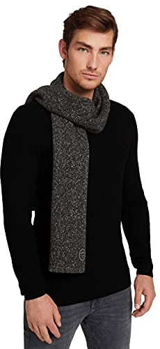 TOM TAILOR Herren Strickschal 1029388, 28735 - Navy White Knitted Mouline, ONESIZE