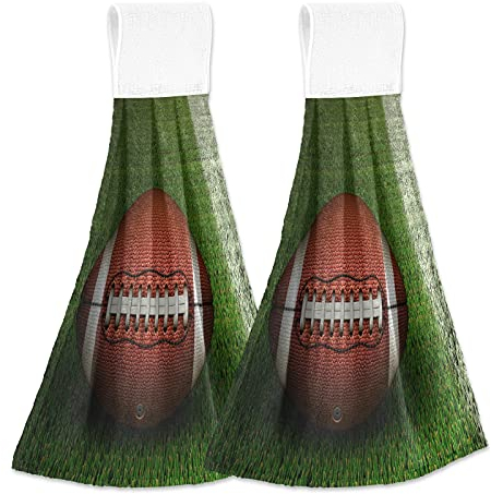 TropicalLife American Football Field Kitchen Hanging Towel Home Decorative Hand Stove Towel 2PCS 12x17Inches Super Soft Absorbent for Bathroom,Mudroom,Laundry Room