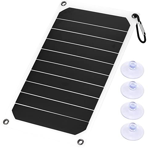 Chargeur de Panneau Solaire, Panneau de Charge Solaire Étanche Extérieur Portable 10W Sortie USB 5V avec Crochet Et Ventouses, pour La Pêche, Le Cyclisme, Le Camping, La Randonnée