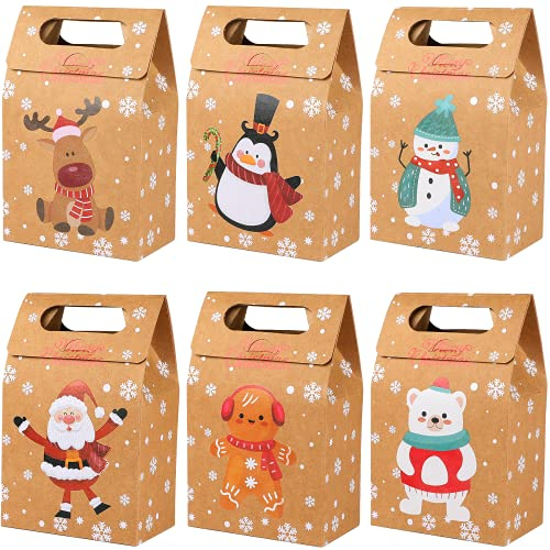 SEPGLITTER 24 Stücke Geschenktüten Weihnachten,Wiederverwendbare Weihnachten Papiertüten Weihnachten Geschenktaschen Kraftpapier Weihnachtstüten für Weihnachtsfeier