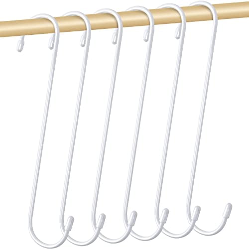 JatilEr 6 Stück 25 cm S Haken Groß Extra lange, Weiß Metallhaken Haken für Blumenampel S-Form Hängende Korbhaken Heavy Duty Pflanzenhaken für Pflanze, Vogelhaus, Vogelfutterspender, Laternen, Schrank
