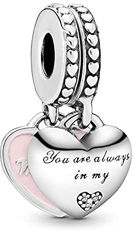 Annmors Mutter und Tochter Herzen Charms für Armband 925 Sterling Silber Anhänger