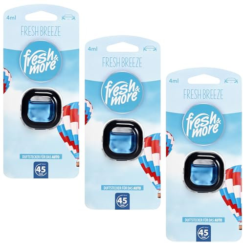 3 x Fresh & More Car Air Freshener Clips Fragrance Selection (3 x 4 ml) (Fresh Breeze)