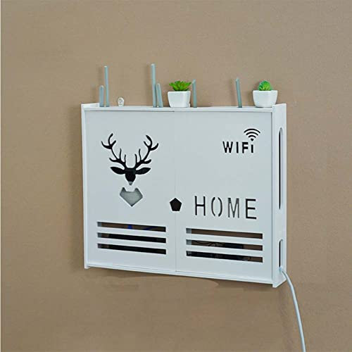 JHLA Wall Mounted Tv Shelf Wifi Remote Control Storage Box Perfect for DVD Player, TV Box, Remotes,A58x9.5x48cm