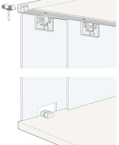 Hawa Clipo 16 GK IS Schiebetürbeschlag für 2 Glasschiebetür 1000x1400mm (Innenfront), bis 16kg