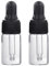 CMJ 2 x 3ml CLEAR Glass Bottles Ear Eye Drops Pipette Dropper BLACK Lid Aromatherapy Empty