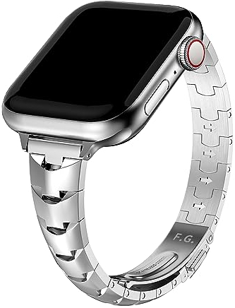 Fullmosa Elegante Cinturino Donna per Apple Watch 38mm/40mm/41mm, Cinturino Sottile Serpente in Acciaio Inossidabile Compatibile con iWatch Serie 9 8 7 6 5 4 3 2 1, Apple Watch SE/ SE2, Argento