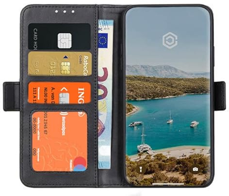 Cracksin Klapphülle Schutzhülle für Xiaomi Redmi Note 9 Flip Case Cover, Magnetverschluss, Standfunktion, mit Karten und Geldfächer, Tasche Stoßfeste Etui (Schwarz)