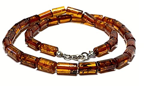 Bernsteinkette Rondell natur braun einfarbig 925 Silber 50 cm