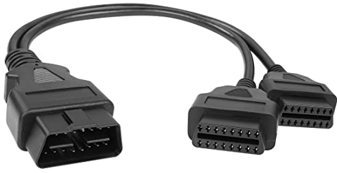 YACSEJAO 16-poliges OBD2-OBDII-Splitter-Y-Kabel, OBDII-Stecker auf Dual-Buchse, Adapter, Auto-Diagnose-Kabel, 31 cm