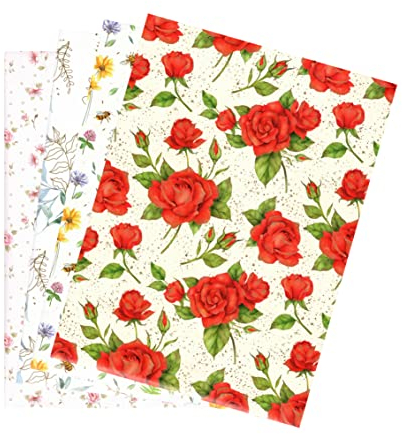 ARKRAFT Geschenkpapier Set mit 4 Bögen Format 90 x 65 cm Verpackung ohne Plastik FSC Papier Blumenmuster Frau (Blumen)
