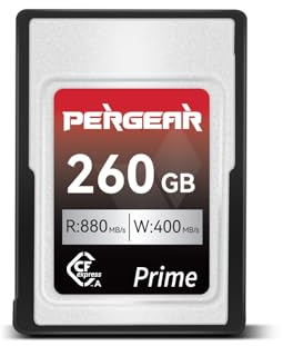 Pergear Professional 260GB CFexpress Type A Memory Card, Up to 880MB/s Read Speed & 900MB/s Write Speed for 4K 120P, 8K 30P Recording, Compatible for Sony Alpha & FX Cameras