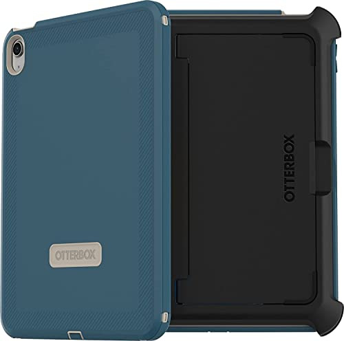OtterBox Defender Series Schutzhülle für iPad der 10. Generation, Keine Einzelhandelsverpackung, Baja Beach Blue, Apple Pencil Aufbewahrung, Port-Abdeckungen, 4 Positionen Ständer