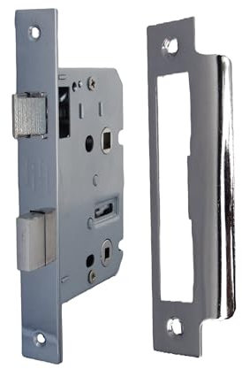 Mortice Lock Sashlock Bathroom Locks 2.5 Bolt Through Reversable Bath Door (Chrome Polished, 64mm (2.5 Inch))