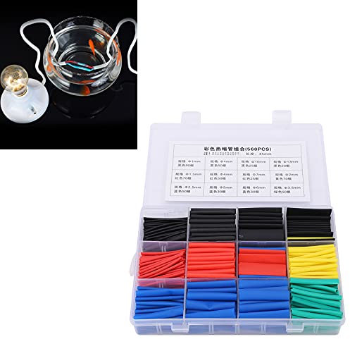 Guaina Termorestringente 560 Pezzi Guaina Isolante per Filo Elettrico 2:1 Assortimento di Avvolgicavo per Filo Elettrico Guaina Termorestringente Colorata Guaina Termorestringente