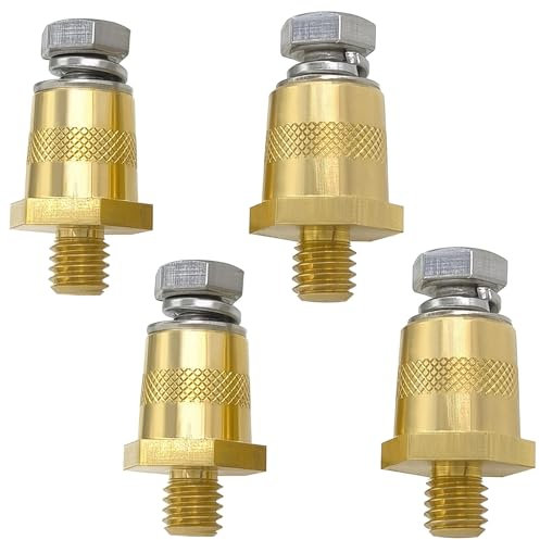 YSIL Battery Terminal Connector,Battery Side Or Top Post Terminal Adapter For M6,Brass Car Battery Thread Terminal Charging Post Extender Stud (4Pcs)