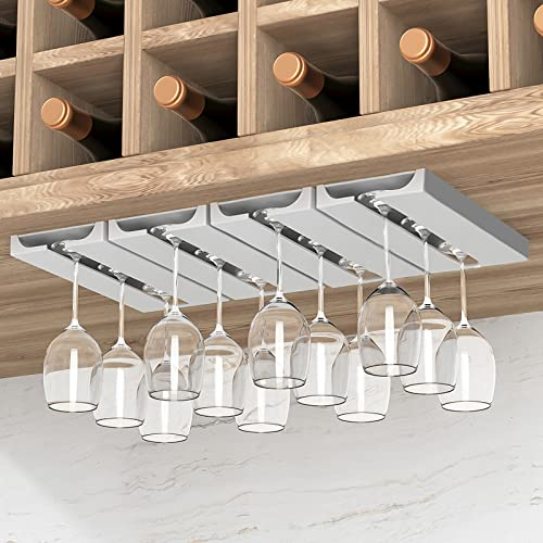 Vaisoeny Weinglashalter，weinglashalter Hängend, Gläserhalter，Weinglas Halterung，Kunststoff-Organizer für Bar， stanzfrei, selbstklebend,，4 Stück (weiß)