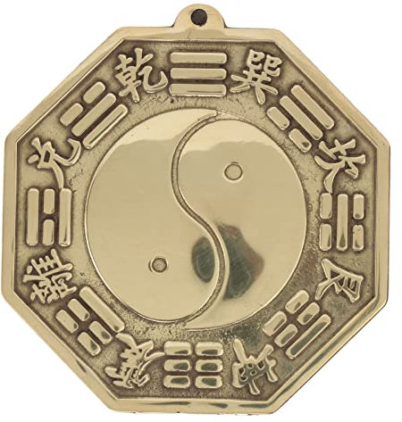 Tissting Bagua Spiegel, Vintage Chinesischer Feng Shui Bagua Spiegel, 7cm/2,76 Zoll Messing Fengshui Ba Gua Spiegel, Bagua Messingspiegel Lucky Craft Art Taoism Dekoration