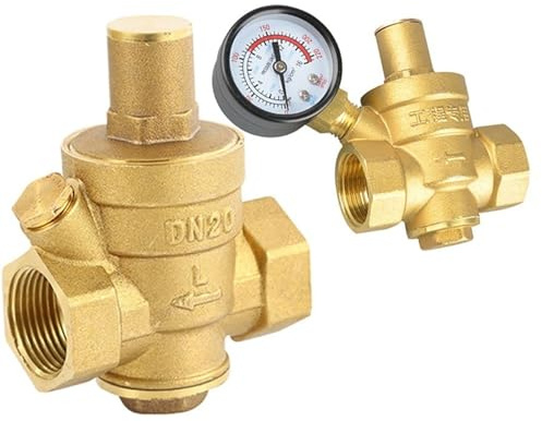 Druckminderer Wasser G 1/2 3/4 1 2 Messing Wasserdruckminderer-Halteventil DN15/DN20/DN25/DN32 Regler Einstellbares Überdruckventil Manometer Wasserdruckregler (Size : DN25, Color : Without Gaug