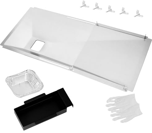 FORYEYC Universal Fettauffangschale, 60cm bis 80cm Verstellbar Tropfpfanne für 3/4/5 Brenner Gasgrill von Charbroil, Dyna Glo Nexgrill, Kenmore, Uniflame und mehr, Fettwanne mit Auffangwanne