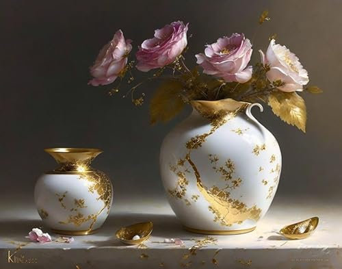 SERENDIPITP Leinwand-Poster, Wandkunst, ohne Rahmen, 50 x 70 cm, Kintsugi Stillleben