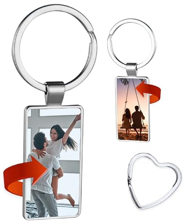 Schlüsselgeschenke Doppelseitiger personalisierter Foto-Schlüsselanhänger mit Geschenkverpackung und Schlüsselring, Personalisiertes Geschenk Fotogeschenk, Hochformat, Personalisiertes Geschenk