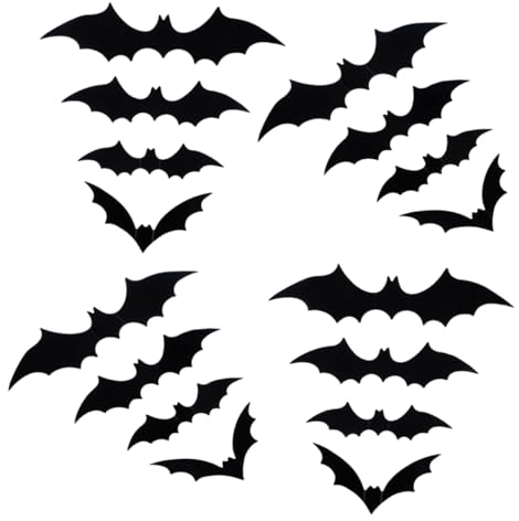 HOMSFOU 60stücke Fledermaus Wandaufkleber Halloween Deko Sticker Für Innen Außen Abnehmbar Und Wiederverwendbar Für Gruselige Partys Und Dekorationen