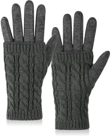 Becellen 2in1 Handschuhe Damen, Elegante Warm Winterhandschuhe Touchscreen Fingerhandschuhe mit Abnehmbaren Strick Armstulpen