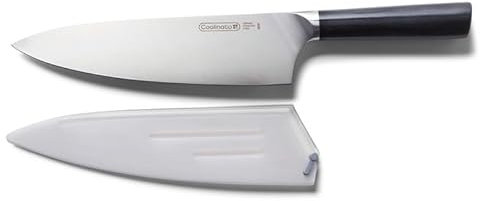 Coolinato – Profi Küchenmesser 20cm – Extra scharfer deutscher Klingenstahl – Ergonomischer Kunststoff Griff – Kochmesser für präzises Schneiden von Fleisch, Fisch & Gemüse - Inkl. Klingenschutz