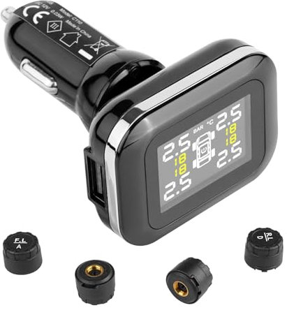 VEVOR Reifendruckkontrollsystem für Wohnmobile, 7,3–87 psi Anhänger-TPMS, universelles kabelloses Autoalarmsystem wasserdichtes TPMS-Sensorset mit 4 Sensoren 5 Alarmmodi Echtzeitanzeige