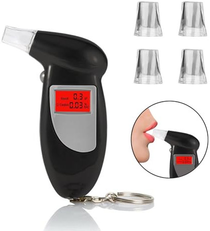 Sathychanpy Etilometro Portatile Certificato, Alcol Test Professionale con Display LCD Digitale, Tester di Alcool Precisione Incluir 5 Boccagli, Etilometro per Uso Domestico e Professionale