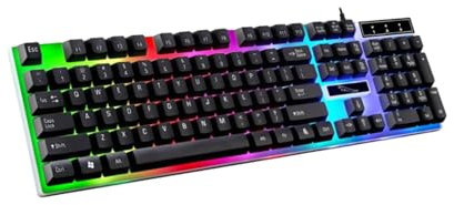 Clavier de jeu RVB, clavier de jeu ergonomique, clavier d'ordinateur rétroéclairé silencieux, touches anti-ghosting, clavier étanche cliquable, portable pour la maison, le bureau, les joueurs