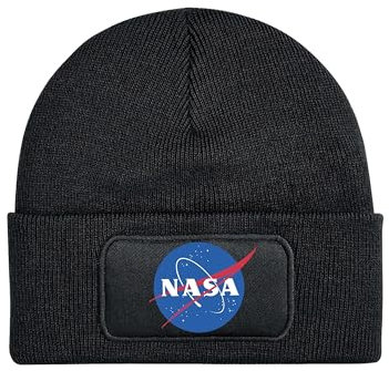 NIMAMA Mütze Beanie NASA Wintermütze Statement Spruch Print Geschenk Unisex Strickmütze für Herren & Damen - Schwarz