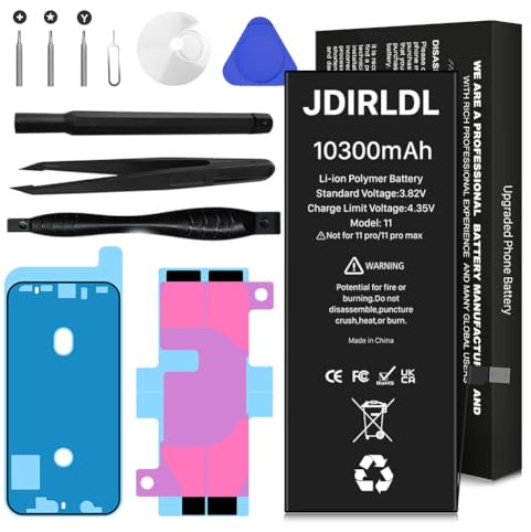 10300mAh Batterie pour iPhone 11, 2025 Nouvelle Batterie de Remplacement Haute capacité pour iPhone 11 A2111, A2221, A2223 avec kit d'outils de réparation Professionnel