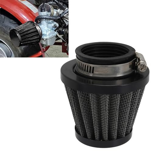 JFG RACING Filtro Aria Moto 46 mm,Filtro Aria Universale Moto,Filtro Aria di Aspirazione in Alluminio per Motocross,Pit Bike, Scooter ATV Detergente Carburatore-Nero