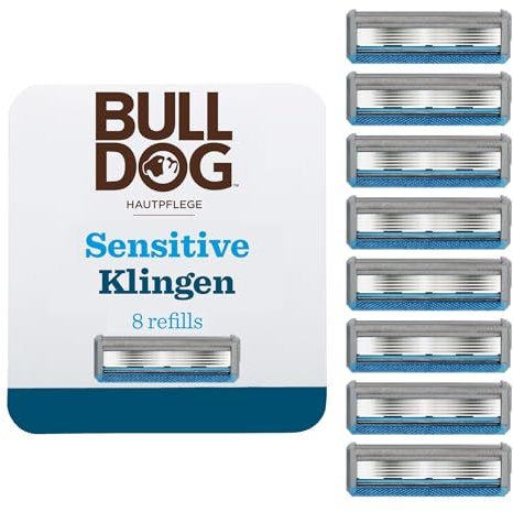 BULLDOG - Nassrasur für Männer | Sensitive Rasierklingen | 8 Ersatzklingen | 5-fach Klinge