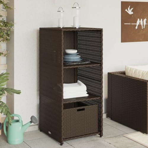 Xichuzi Gartenschrank Braun 50x55x115 cm Poly Rattan, Geräteschuppen, Gerätehaus, Wetterfest, Outdoor Schrank, Gartenhausschränke, Terrassenschrank - 365548