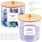 2PCS Storage Containers with Labels, 2.4 L & 2.1 L Washing Pods Storage Container with Bamboo Lid & Spoons, Bathroom Laundry Pod Storage Container for Washing Pods,Bath Bombs,Scent Booster