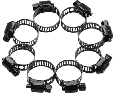 10/20 Stück schwarze Schlauchschellen mit Schneckengetriebe for 3/8 Zoll. Einstellbare Kraftstoffleitung aus Edelstahl, Schneckengröße, Clip-Ring-Schlauchschelle(10pcs 21-38mm)