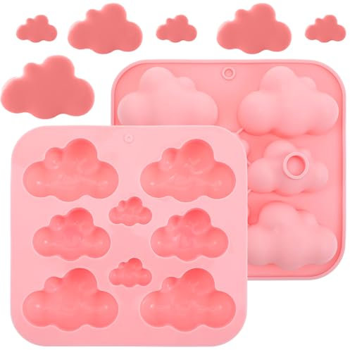 Lot de 2 moules en silicone mignons en forme de nuage adorables et créatifs, faciles à utiliser, moules en silicone en forme de nuages pour gâteaux, savons, gelées, pudding, jolis moules à chocolat
