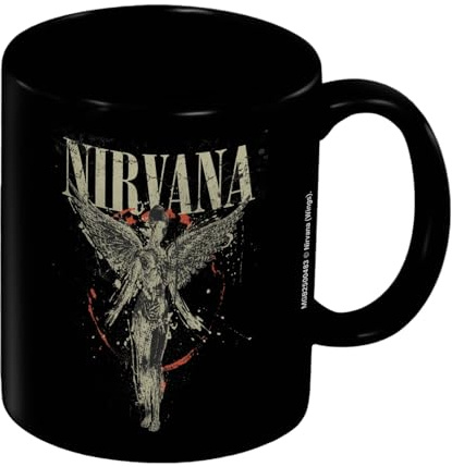 Pyramid International Nirvana (Wings) Premium Ceramic Black Pod Mug 11oz / 315ml – Rock Band Coffee Cup for Home or Office